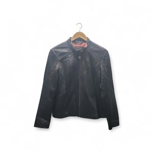 Coach Black leather racer jacket XL